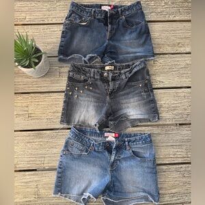 Set of 3 Girls Mudd & SO Stretchy Stylish Denim Shorts, Sz 16